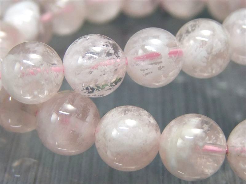 セリサイトインローズクォーツ ブレスレット 9.5mm-10mm×21珠前後