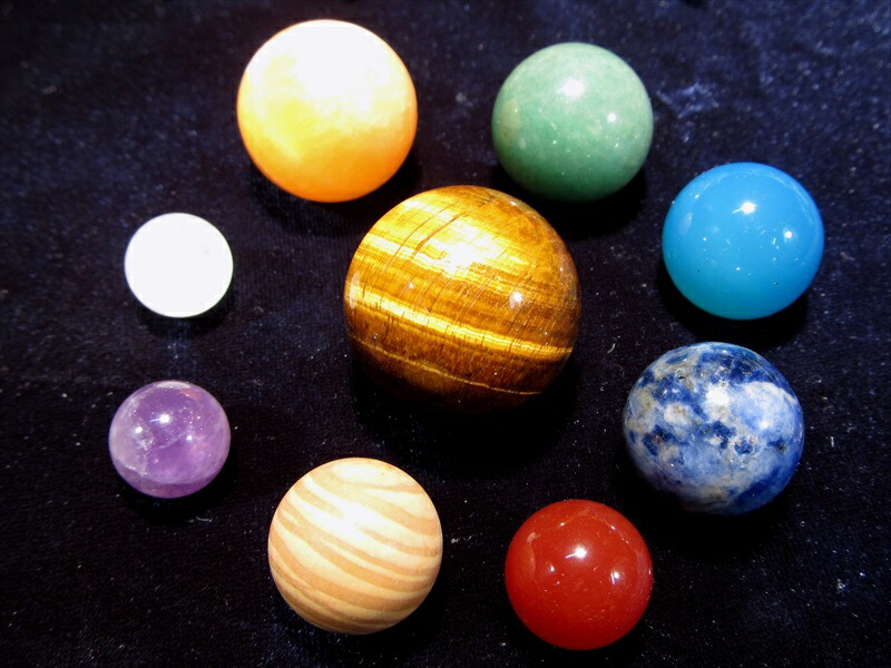 太陽系の9つの惑星 ギフトボックス付 天然宝石 丸玉 セット 石サイズ約