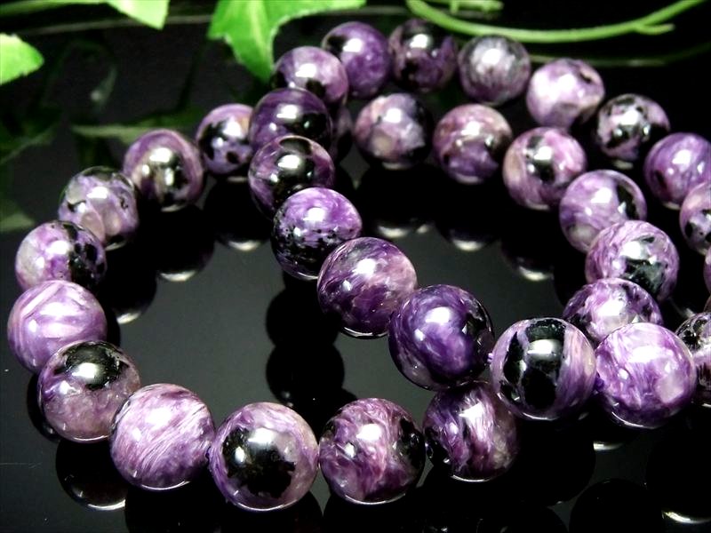 ブラックチャロアイト チャロ石 ブレスレット 約7.5mm-8mm×24珠前後
