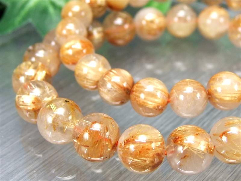 3A タイチン多め ゴールドルチルクォーツ ブレスレット 8.5mm-9mm×22珠