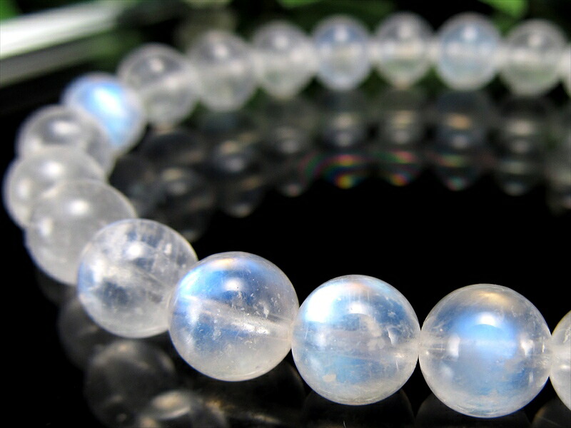 4A ブルームーンストーン ブレスレット 7.5mm-8mm×25珠 美麗ブルー