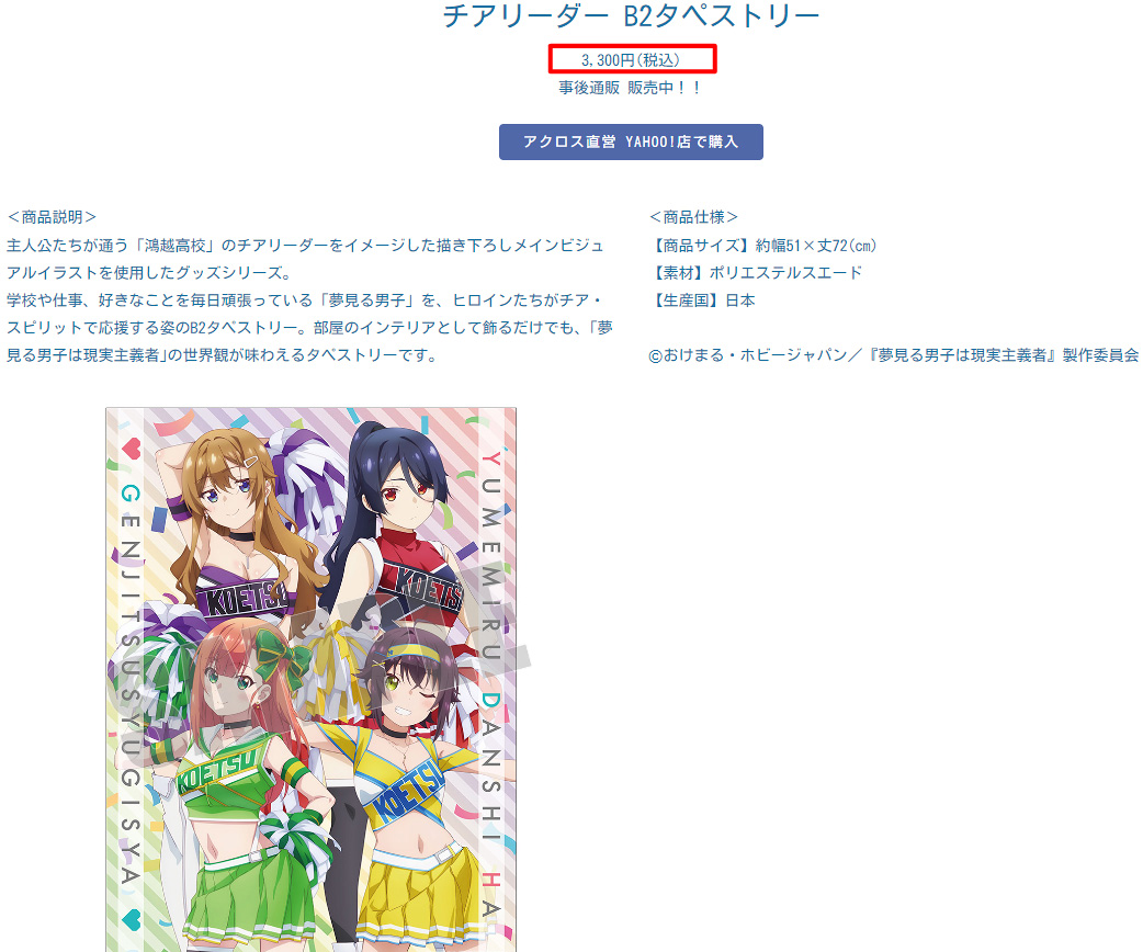 70％OFF】夢見る男子は現実主義者 グッズ 公式 チアリーダー B2