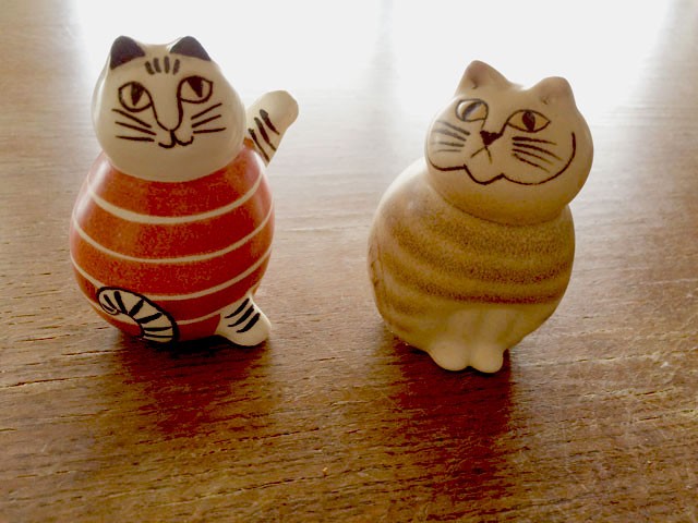 リサラーソン スウェーデンのまねくねこ 招き猫 ネコ 陶器 置物 北欧 