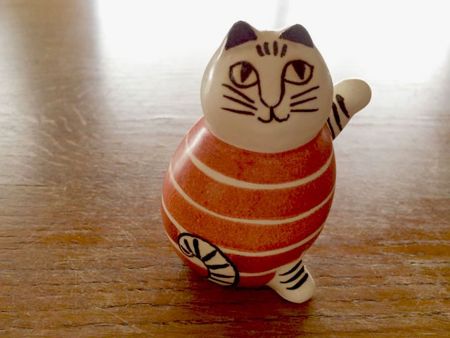 リサラーソン スウェーデンのまねくねこ 招き猫 ネコ 陶器 置物 北欧 