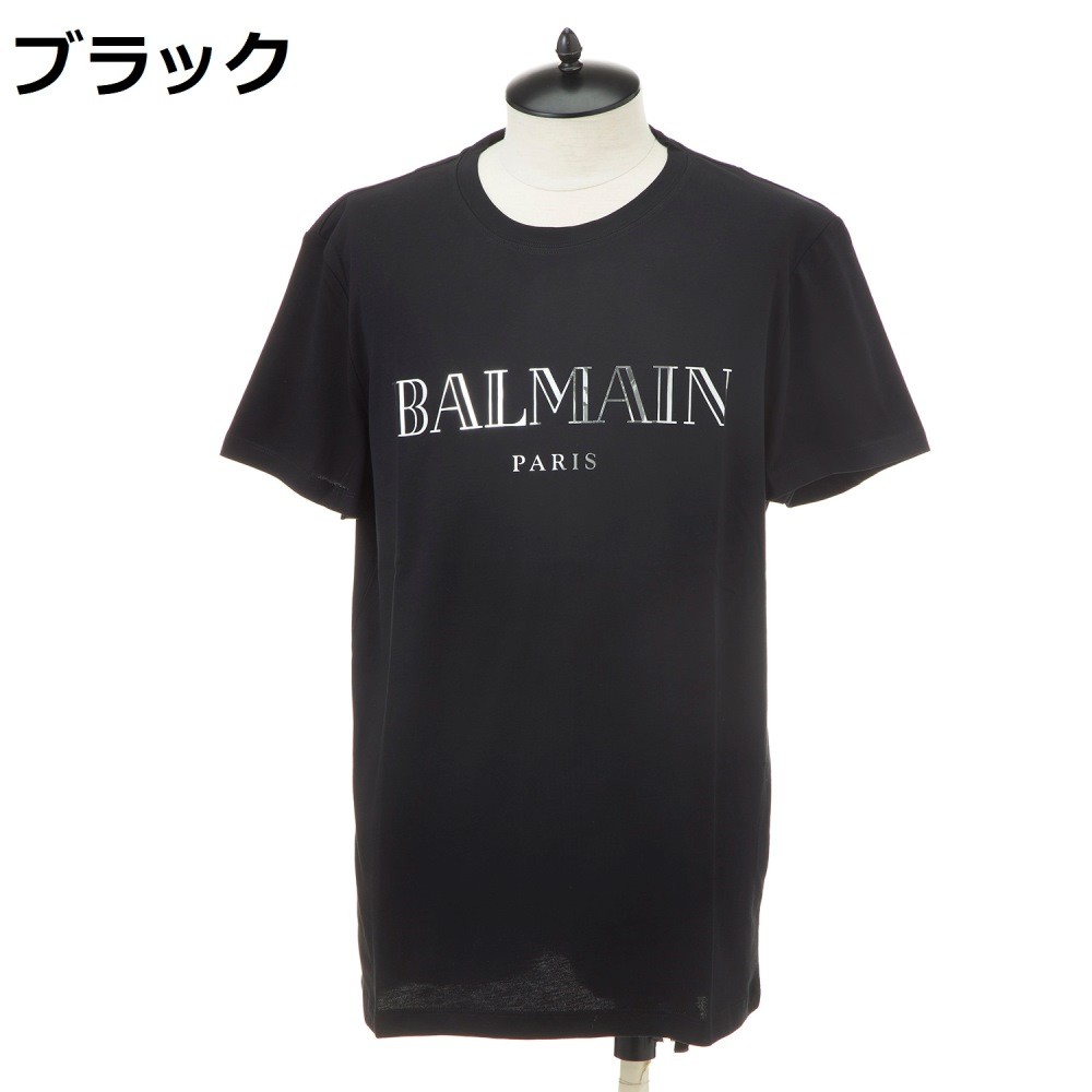 バルマン メンズ 半袖クルーネックTシャツ ロゴプリント ブラック ライトグレー ホワイト BALMAIN RH11601｜concerto｜02
