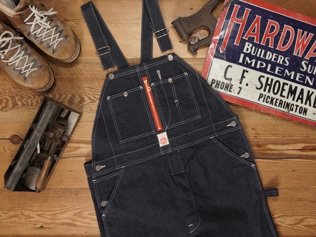 SUGAR CANE : HEADLIGHT 11oz. BLUE DENIM LOW BACK OVERALLS [HD42554