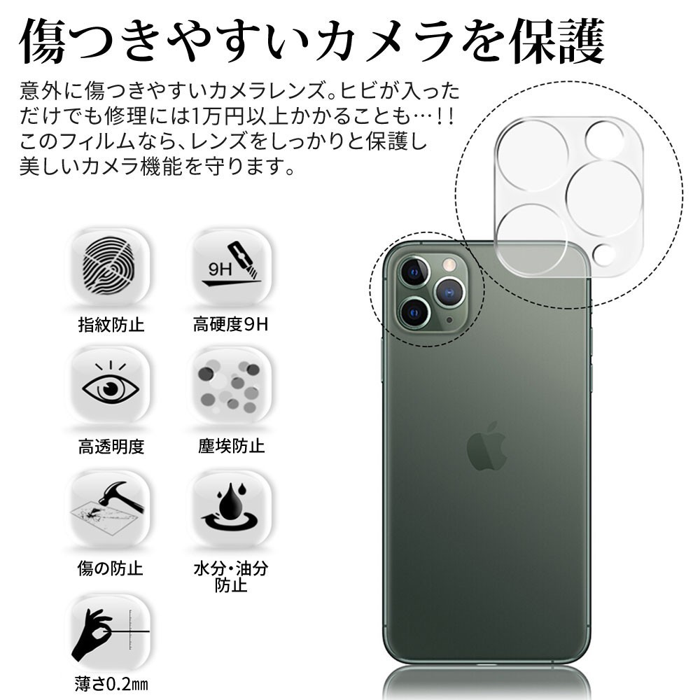 iPhone11 11pro カメラレンズフィルム カメラフィルム カバー 硬度9H