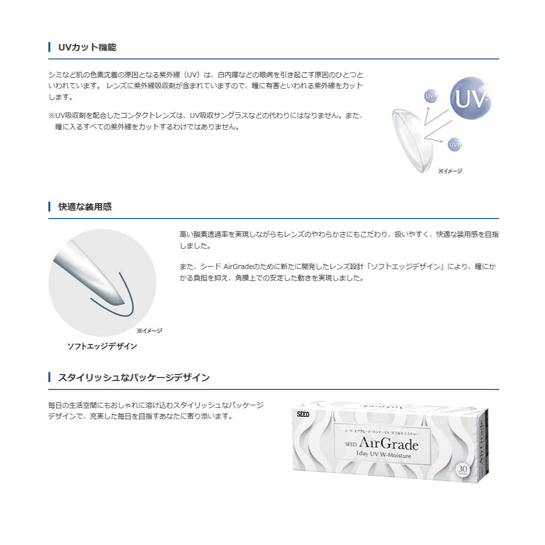 シード コンタクトレンズ 1DAY エアグレード ワンデー UV W