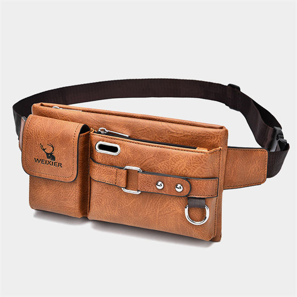 ワンショルダーバッグ ボディバッグ ウエストポーチ メンズ ブラウン 茶色 ボディバッグ メンズ ウエストバッグ ワンショルダーバッグ 本革調 合