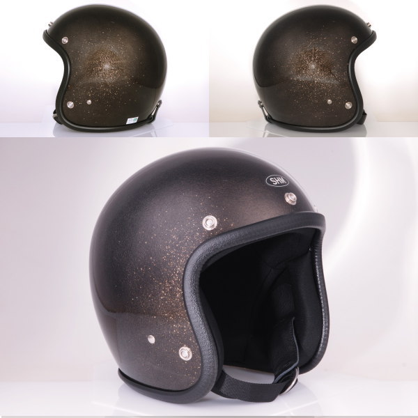 Lot-504 ジェットヘルメット SHM SG規格(全排気量) HELMETS ビンテージモデル スモールジェッペル 日本製 フレーク塗装  BLACK FLAKE