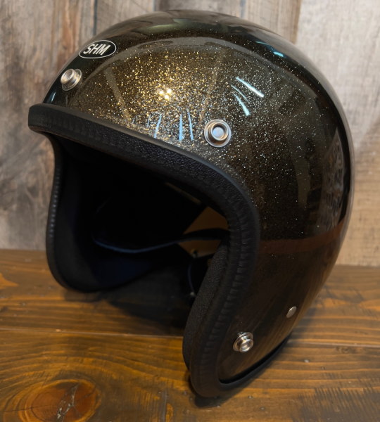 Lot-504 ジェットヘルメット SHM SG規格(全排気量) HELMETS ビンテージモデル スモールジェッペル 日本製 フレーク塗装  BLACK FLAKE