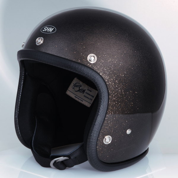 Lot-504 ジェットヘルメット SHM SG規格(全排気量) HELMETS ビンテージモデル スモールジェッペル 日本製 フレーク塗装  BLACK FLAKE