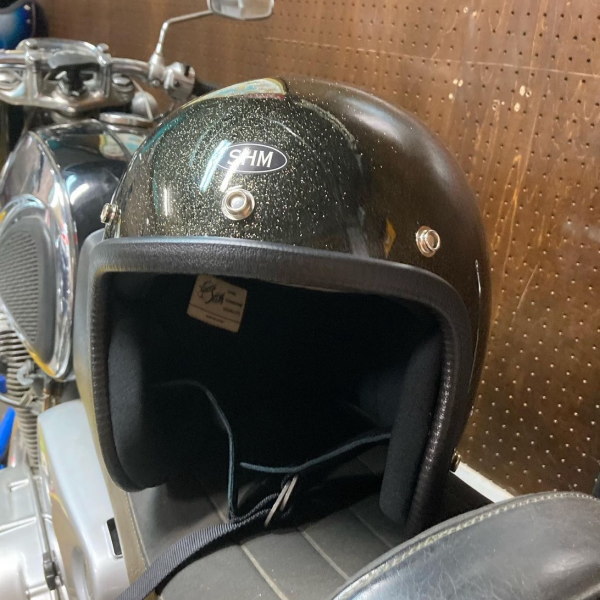 Lot-504 ジェットヘルメット SHM SG規格(全排気量) HELMETS ビンテージモデル スモールジェッペル 日本製 フレーク塗装  BLACK FLAKE