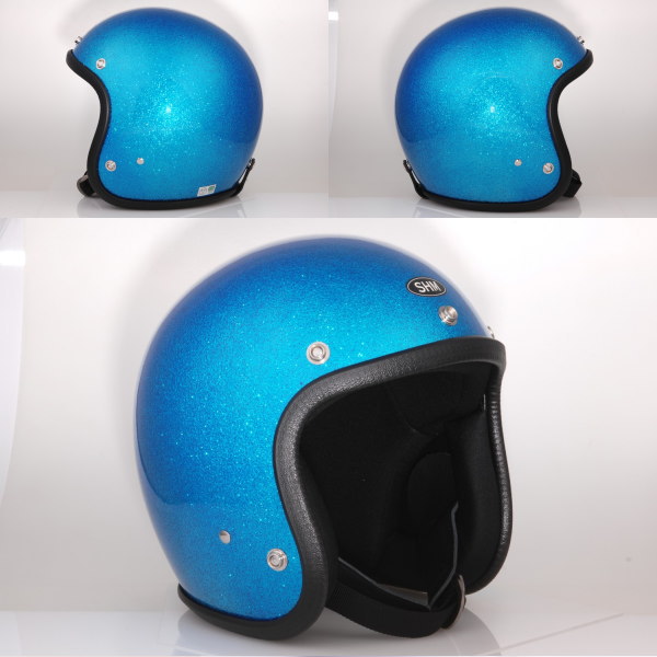 Lot-504 ジェットヘルメット SHM SG規格(全排気量) HELMETS ビンテージモデル スモールジェッペル 日本製 フレーク塗装 BLUE  FLAKE