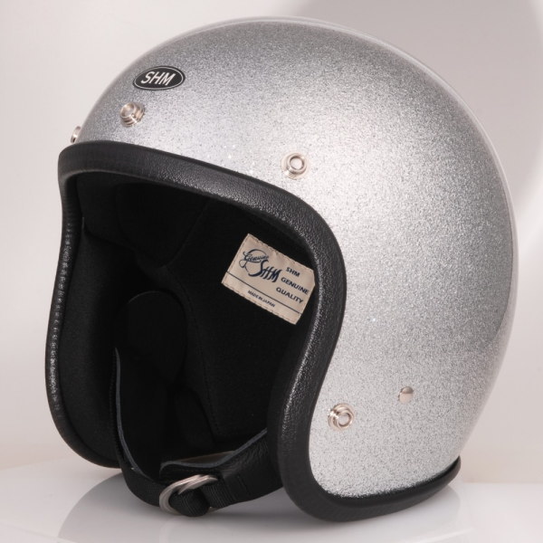 Lot-504 ジェットヘルメット SHM SG規格(全排気量) HELMETS ビンテージモデル スモールジェッペル 日本製 フレーク塗装  SILVER FLAKE