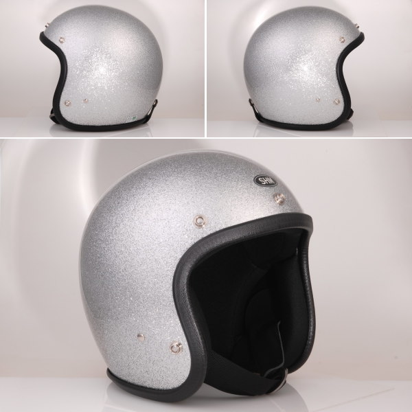 Lot-504 ジェットヘルメット SHM SG規格(全排気量) HELMETS ビンテージモデル スモールジェッペル 日本製 フレーク塗装  SILVER FLAKE