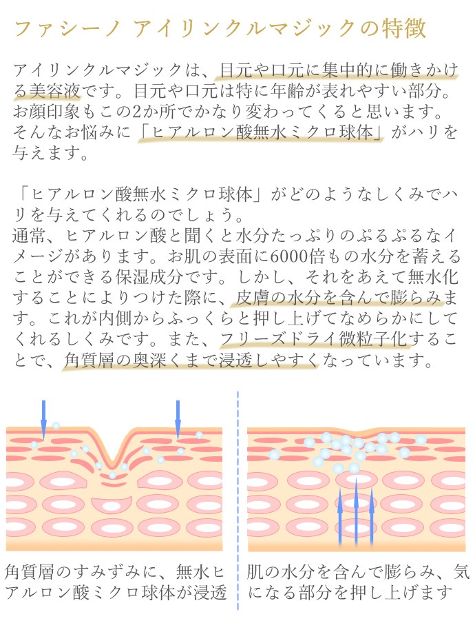 ファシーノ アイ リンクル マジック 16g 酵母 化粧品 刻まれた シワ