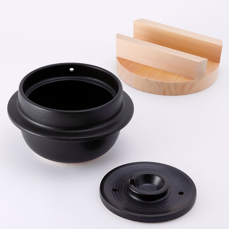 スズ木 羽釜 ごはん鍋 萬古焼 3合 日本製 ご飯炊き用土鍋 日常茶飯器 羽釜 3合 ごはん鍋 内蓋付 萬古焼 0100-0001 ご飯鍋