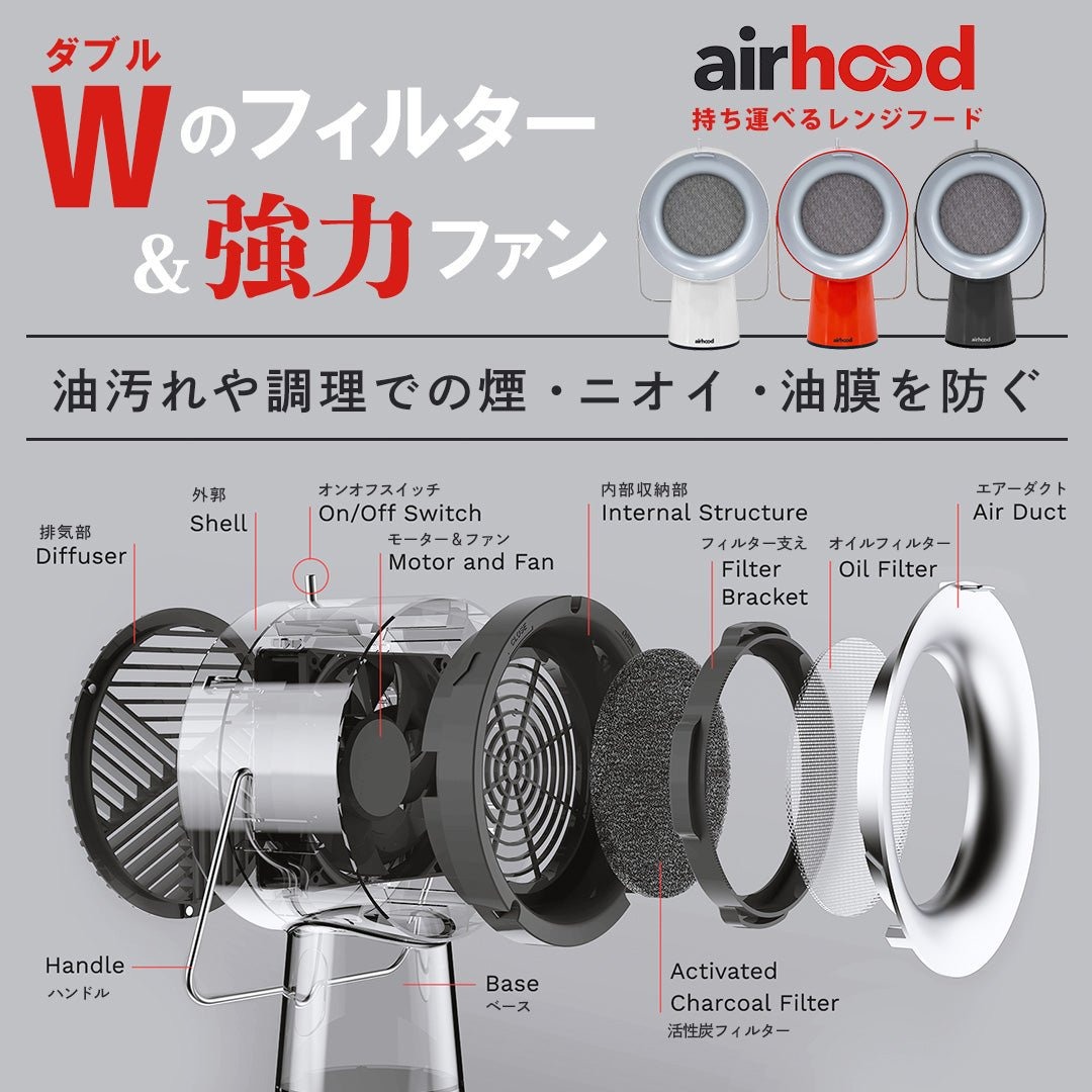 ポータブル 換気扇 エアフード ワイヤレス バッテリー内蔵 充電