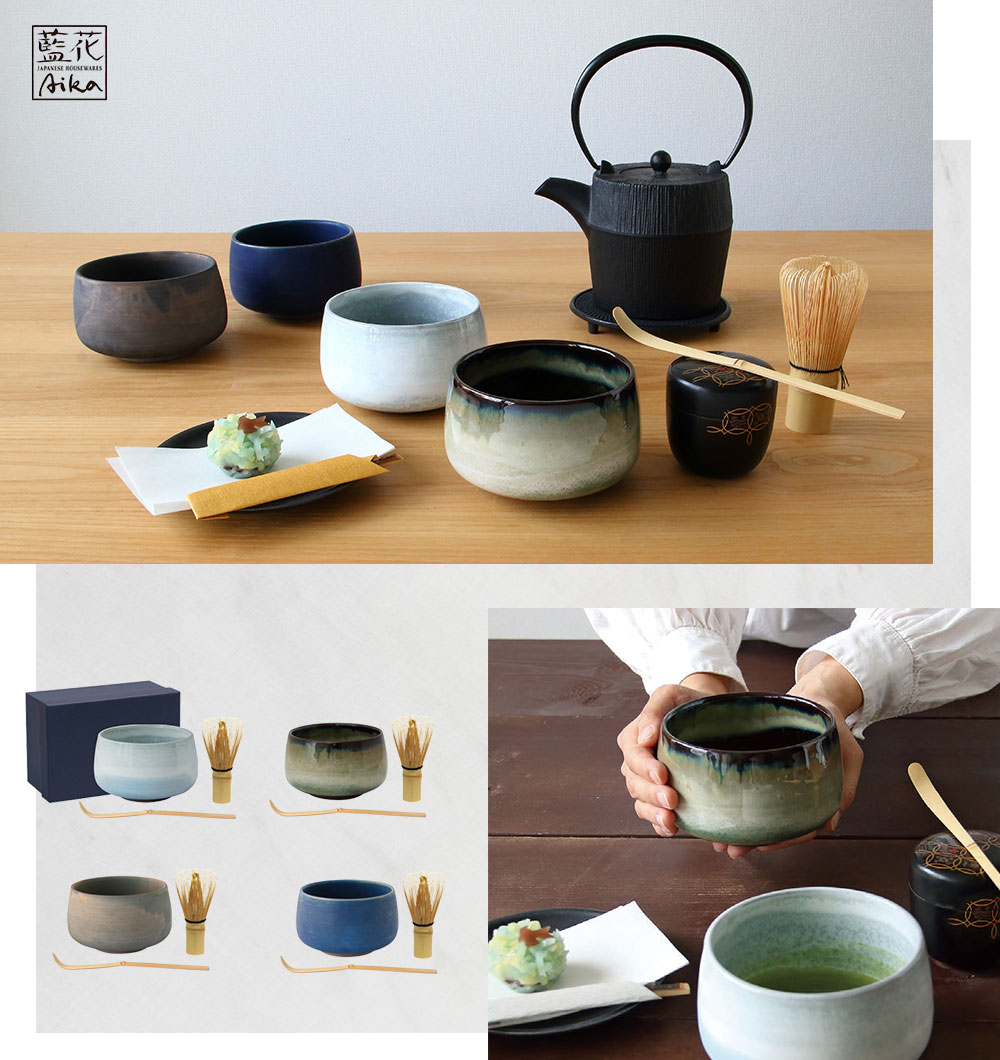 抹茶椀　お抹茶　日本茶器　茶碗　茶道具　茶器　水指　6点セット　お抹茶　日本茶 芳香園 抹茶6点セット 抹茶碗 オアシスグリーン平茶碗 | すべて