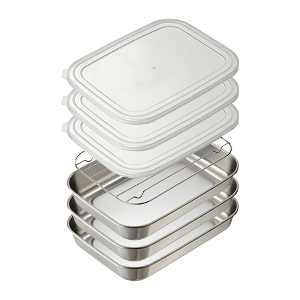 オークス（AUX） キッチンバット 小 3枚セット 蓋付き アミ付き