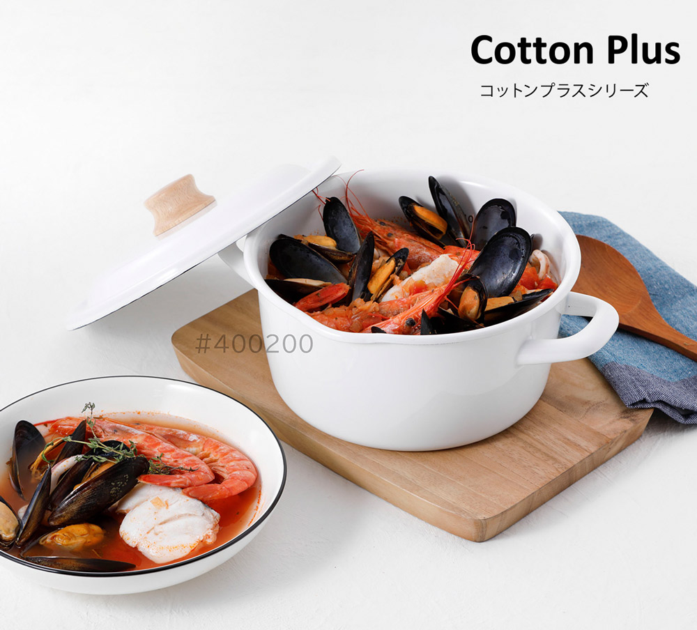 富士ホーロー コットンプラス 20cmキャセロール 蓋付き ガス火 IH対応