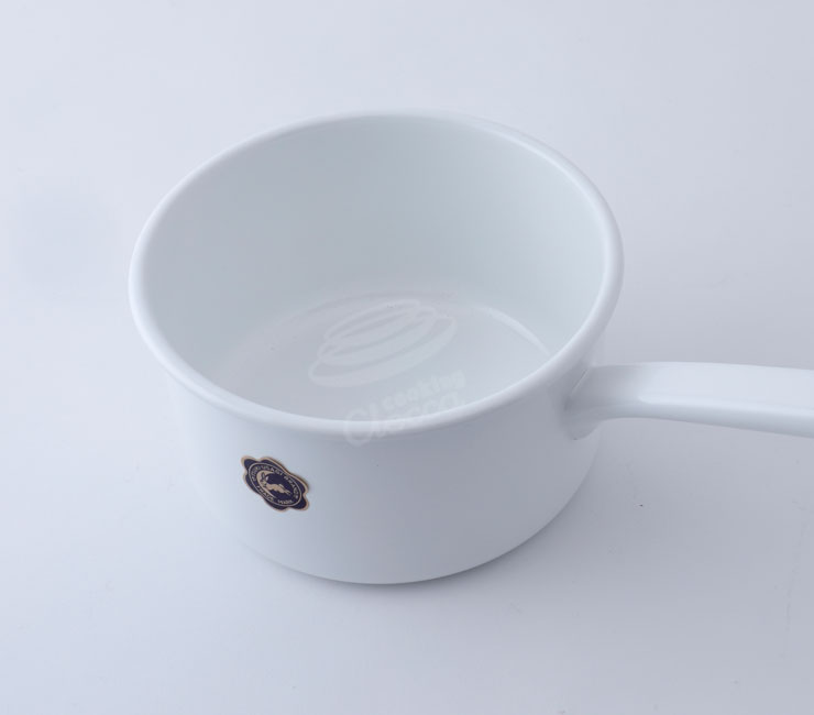 月兎印 ホーロー ソースパン 16cm 1.7L ホワイト レッド IH対応 片手鍋