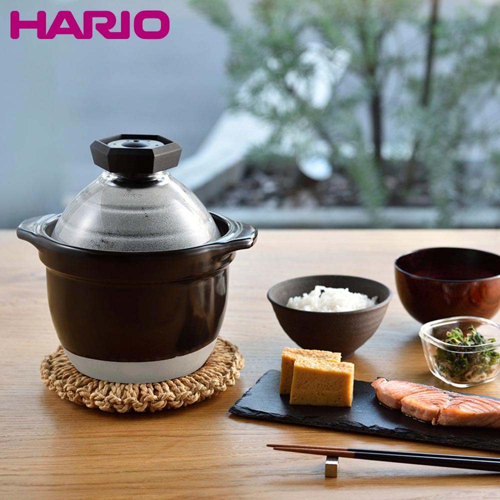 ハリオ フタがガラスのご飯釜 1-2合 萬古焼 HARIO ご飯鍋 炊飯鍋 1合 2