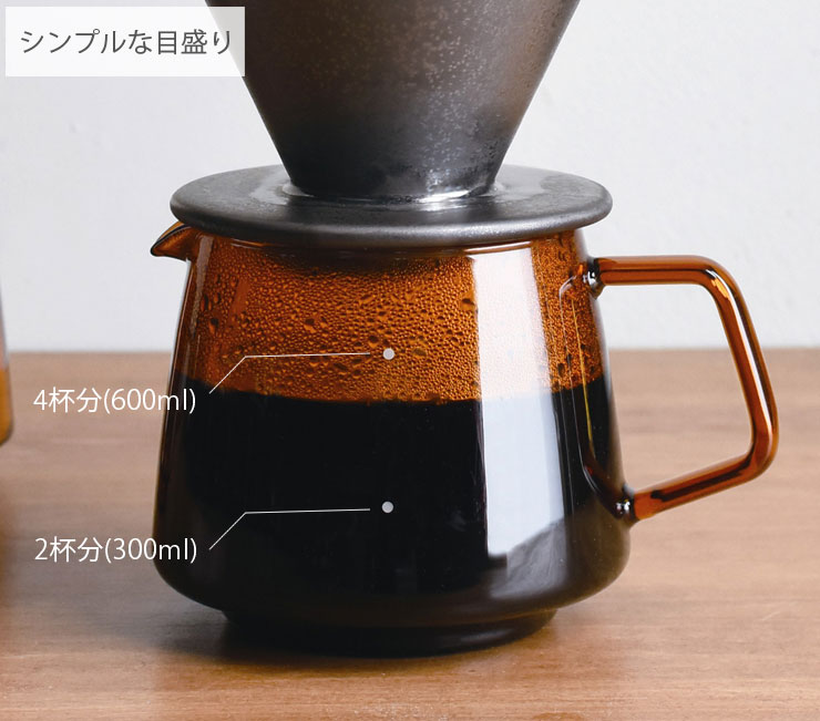 スケールを使わずに約4杯分のコーヒーを淹れることができます