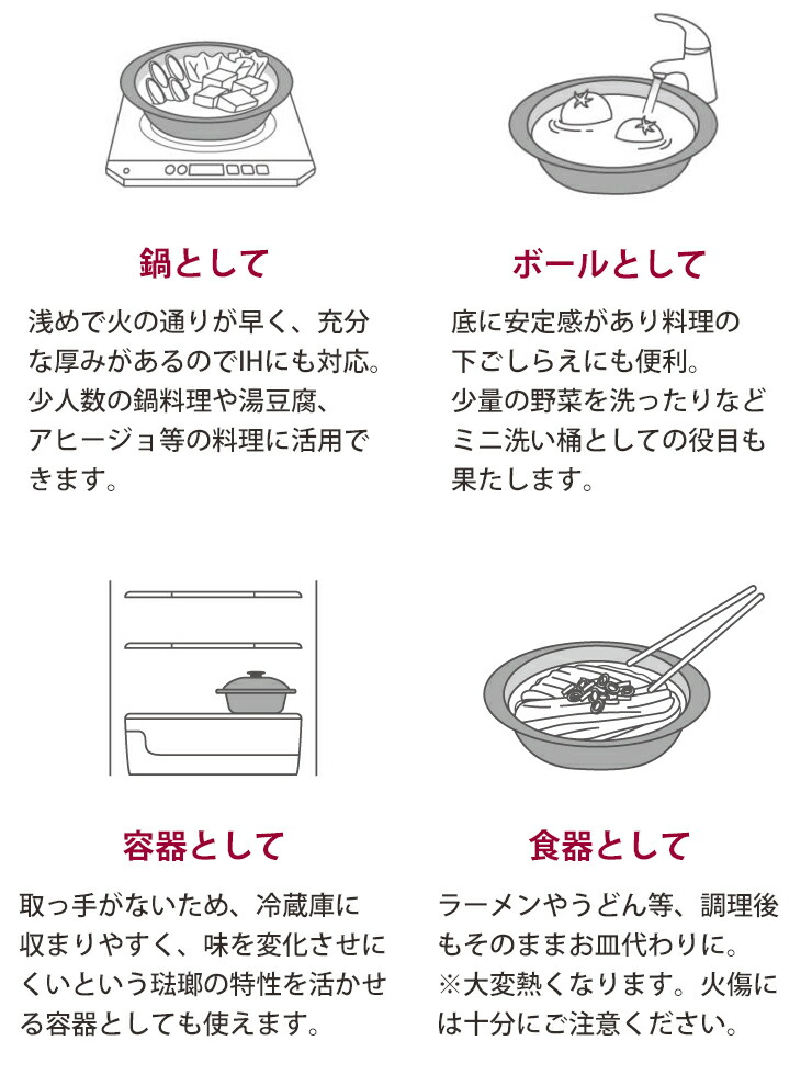 1つで、下ごしらえ・料理・容器・食器の4役をこなします