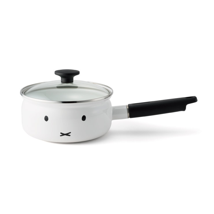 富士ホーロー ミッフィーフェイス 18cm 片手鍋 MFF-18S ガラス蓋付き