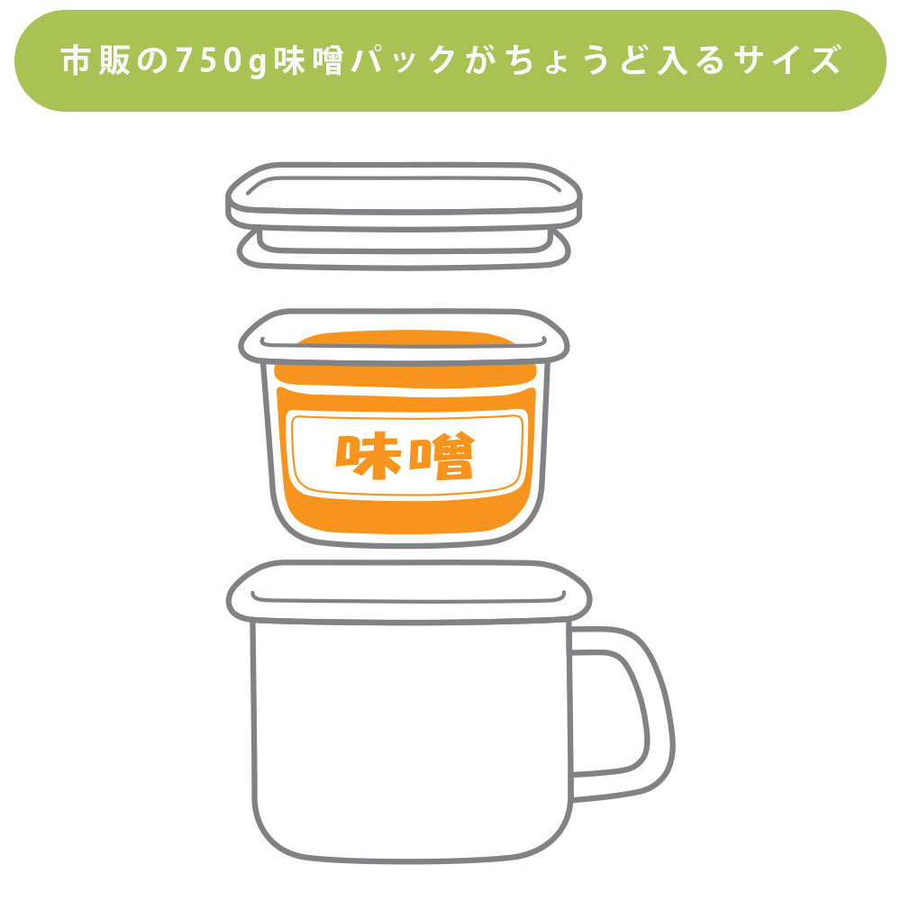 市販の750g味噌パックがケースごとぴったり入ります