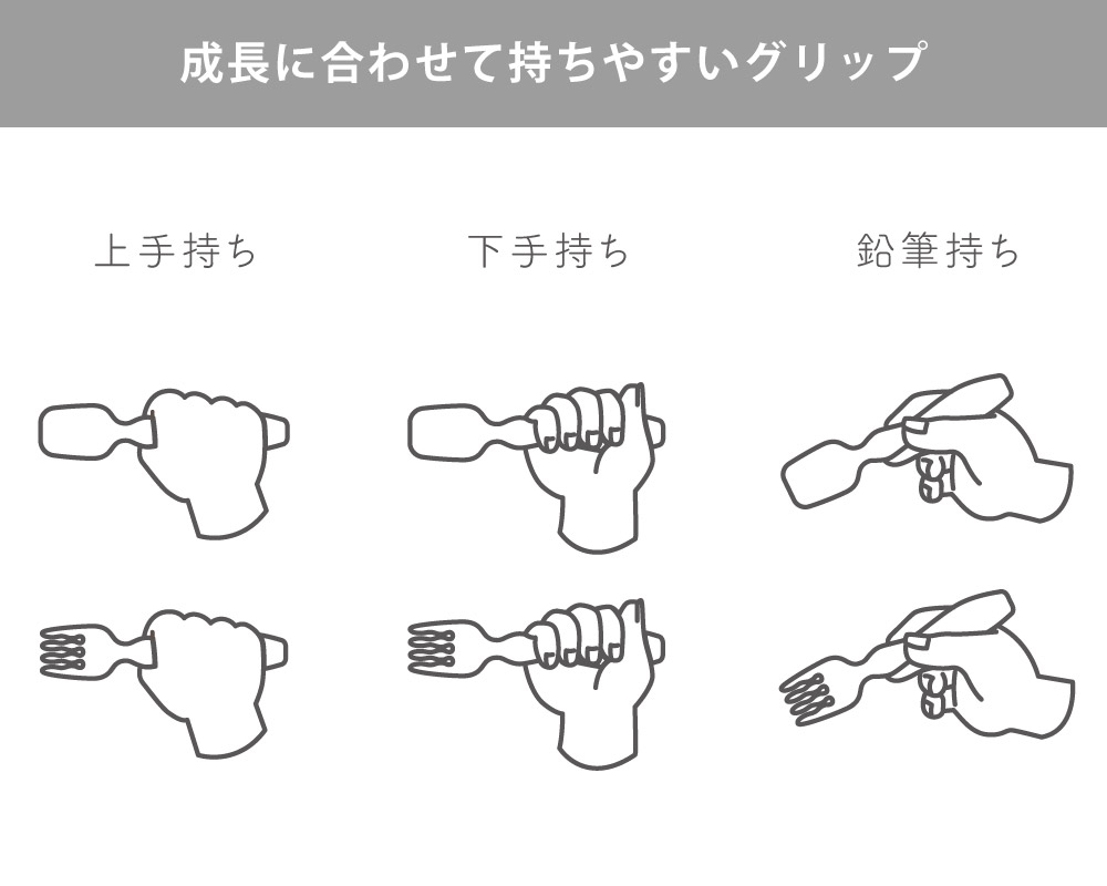 成長に合わせて持ちやすいグリップ