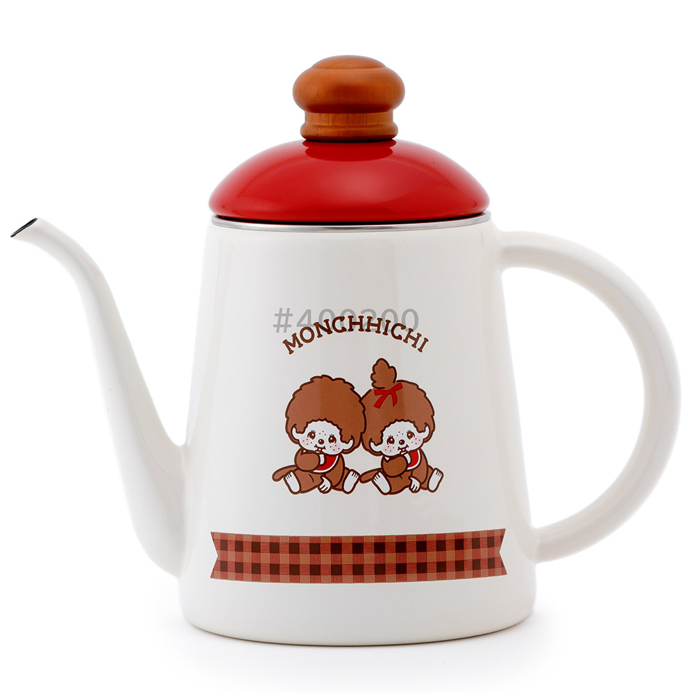 確認用　ホーロー　コーヒーポット 富士ホーロー モンチッチ チェック 11cm コーヒーポット 細口 ホーロー