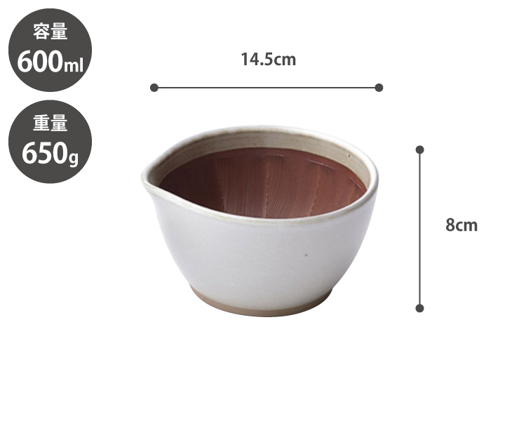 すり鉢の中はごますり、ドレッシングやたれ作り、離乳食作りにも使える万能サイズ