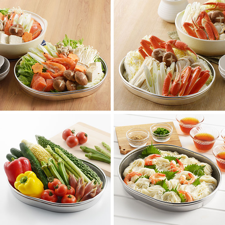 ヨシカワ 食道楽 小判型ザル＆トレーセット SJ3200 ザル トレー セット