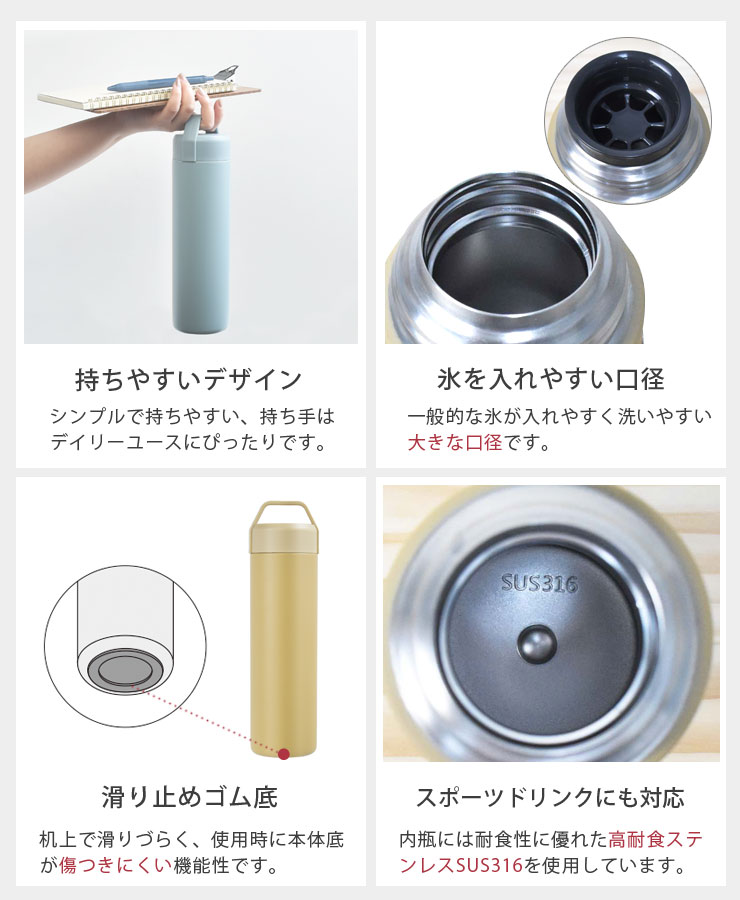 八角形 ステンレス マグボトル 水筒 500ml 保冷 保温 直飲み