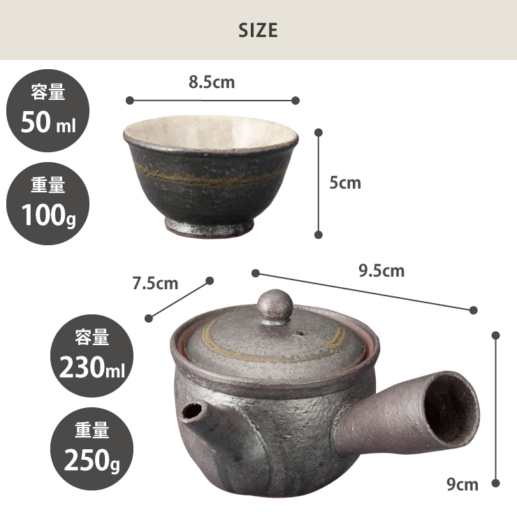 信楽焼 Sumi-iro ふたり茶器 急須 湯呑み ペアセット 湯呑 ペア 陶器 