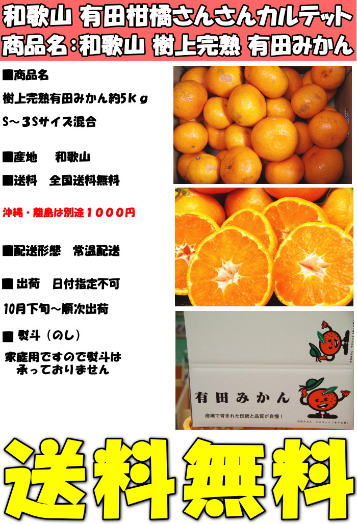 みかん 和歌山 有田 小玉 小粒 甘い 美味しい 糖度 5kg s〜3sサイズ 樹
