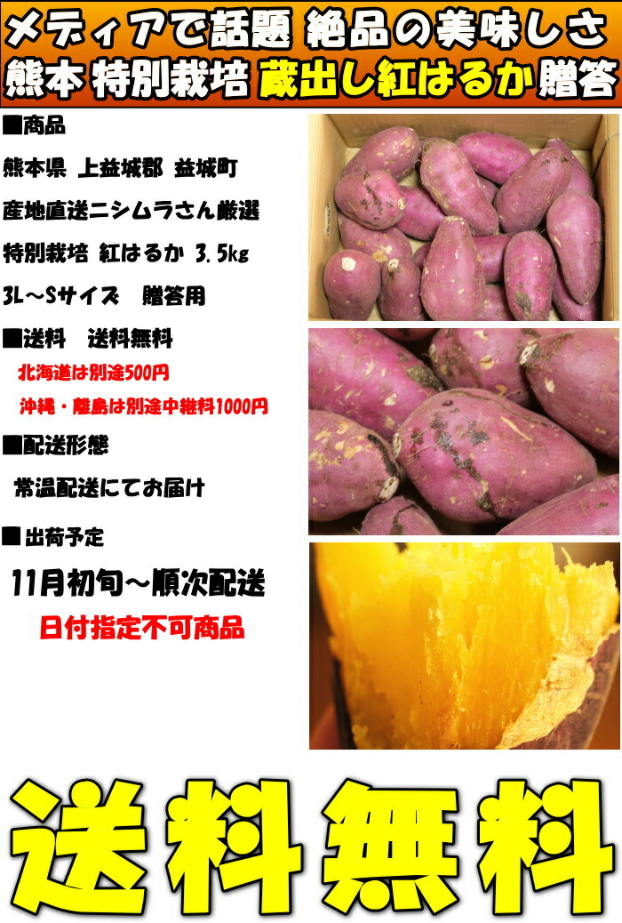 さつまいも 紅はるか 熟成 完熟 3.5kg 送料無料 熊本 益城町