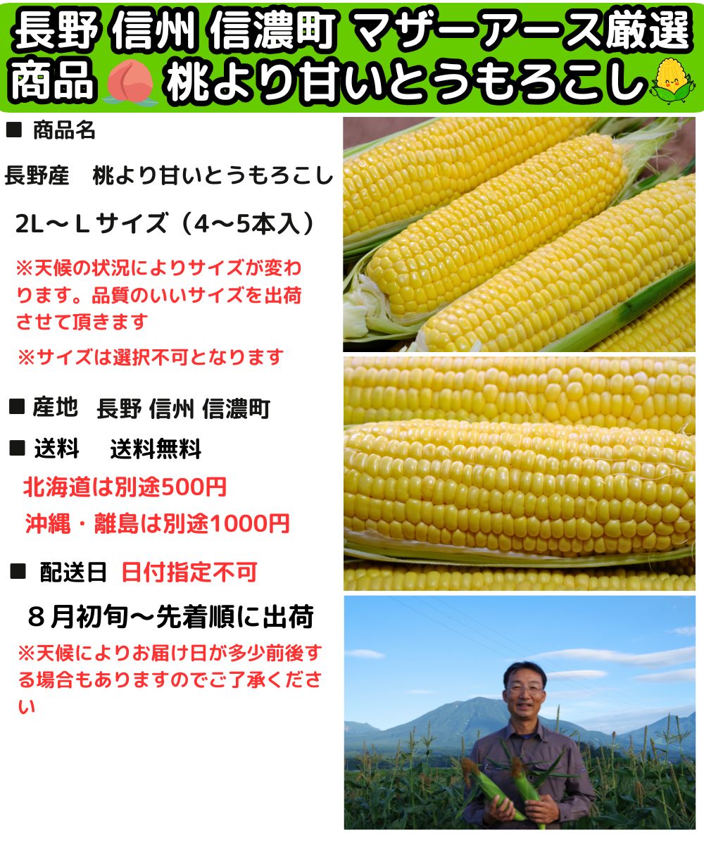 長野桃より甘いとうもろこしスペック