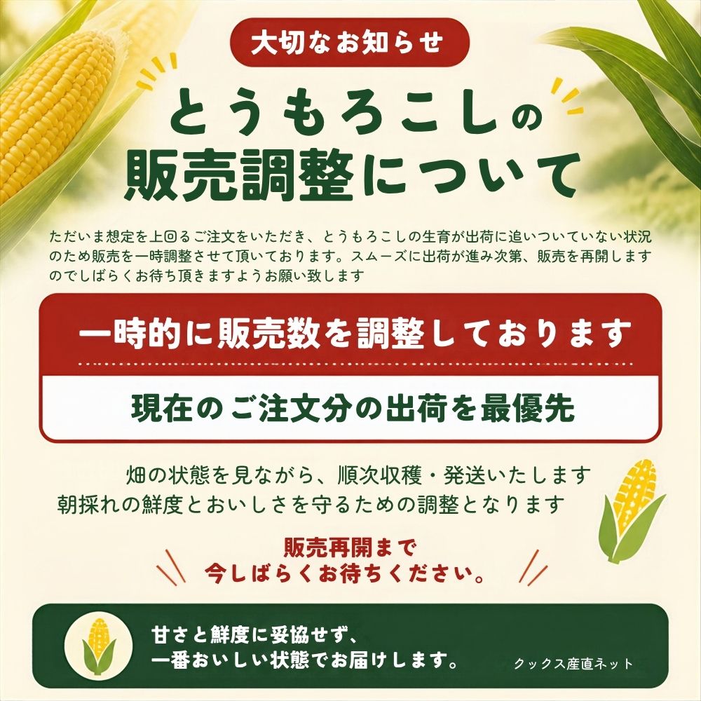 長野とうもろこし販売調整について