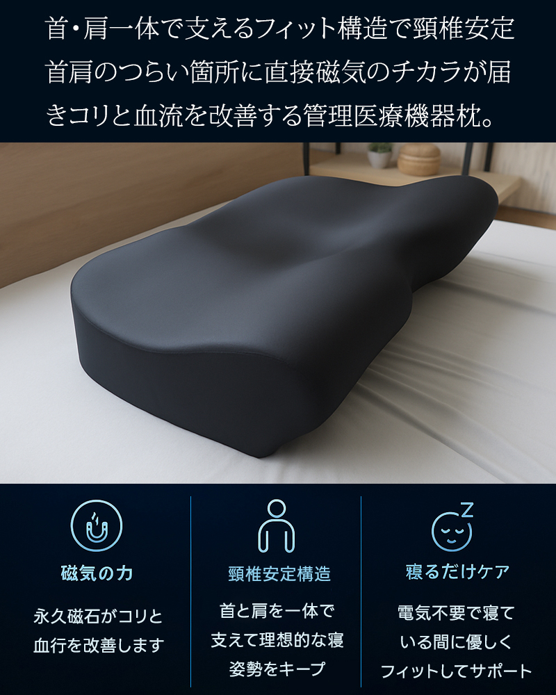 磁気枕 肩こり 首こり 枕 まくら マクラ 血流改善 GKLマグネティック