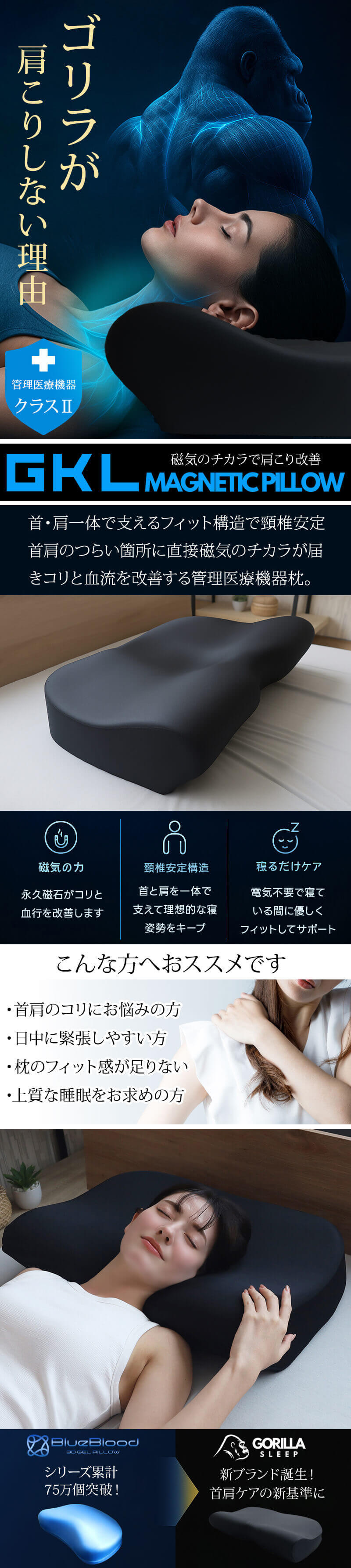 磁気枕 肩こり 首こり 枕 まくら マクラ 血流改善 GKLマグネティック