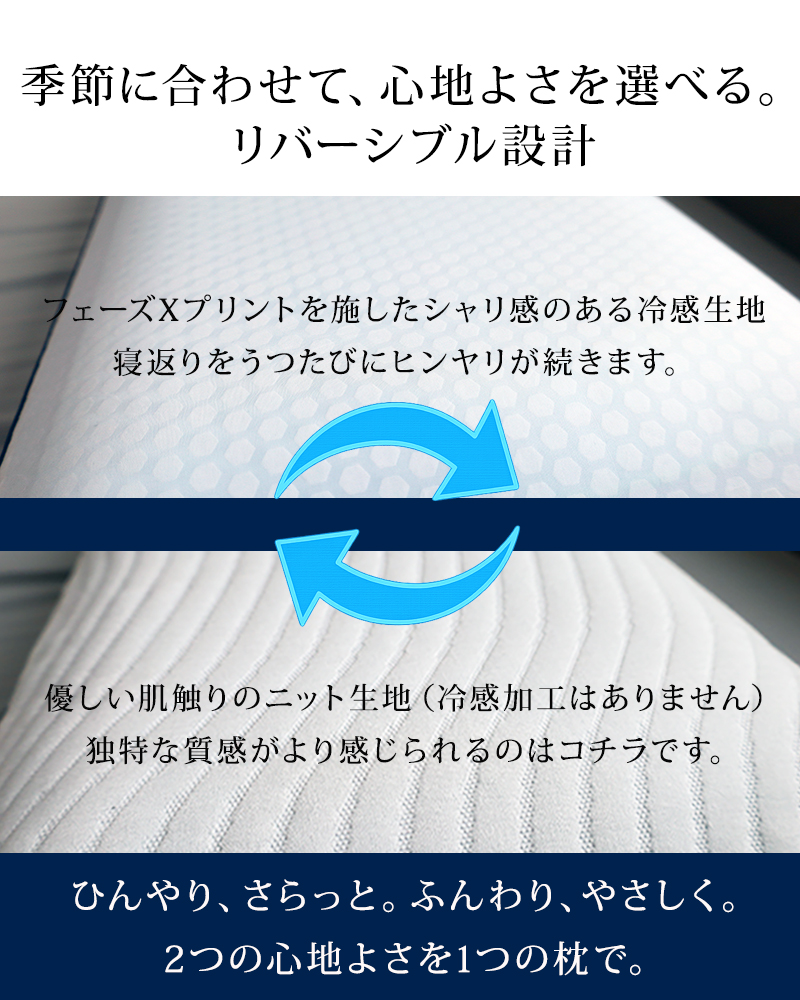 枕 ブルーブラッド チルリズム リバーシブル ひんやり オールシーズン 洗えるカバー  肩こり 首こり 快眠   ギフト プレゼント 実用的  ChillRhythm | BlueBlood | 15