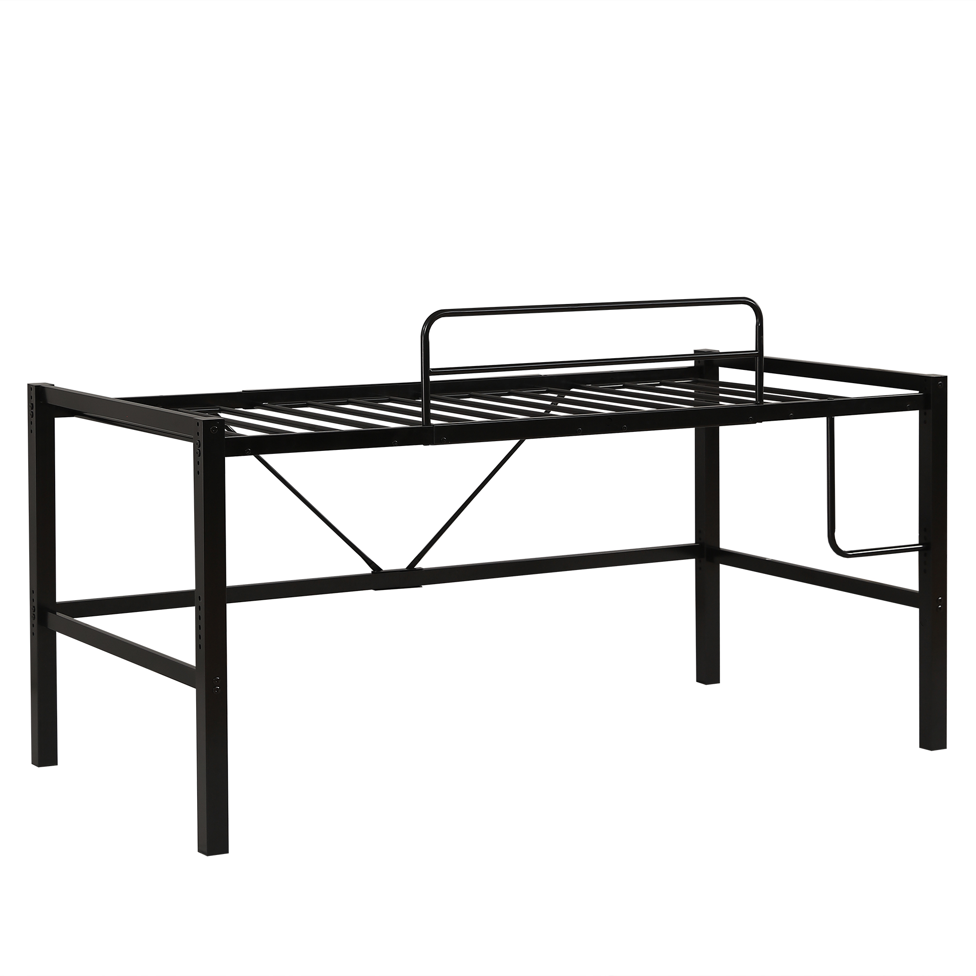 【ブラック】高さ90cmロフトベッド パイプベッド シングルベッド 高さ調整可能 ブラック】高さ90cmロフトベッド パイプベッド シングルベッド