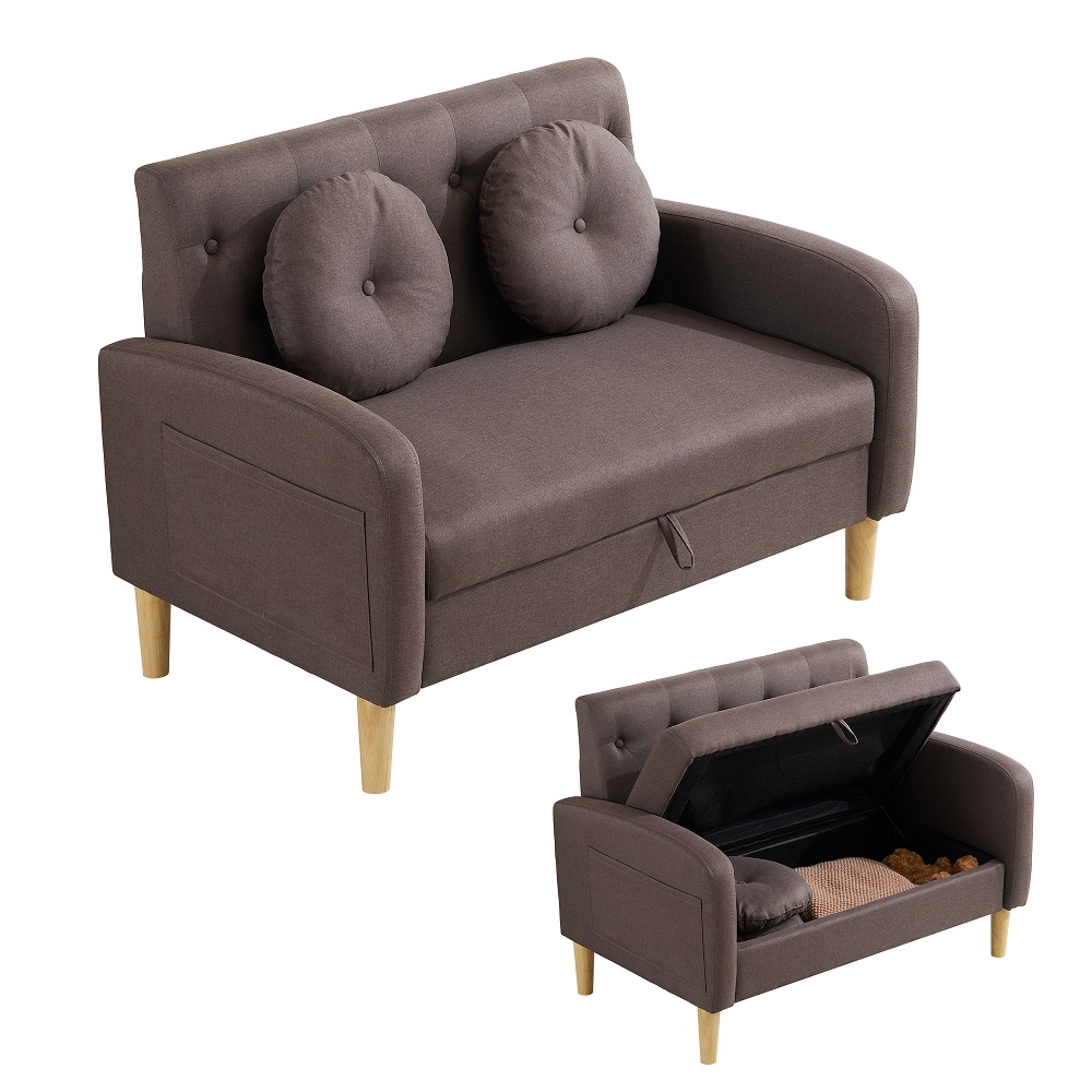 ソファー 2人掛け 収納付き 1人掛け コンパクト クッション2個付き