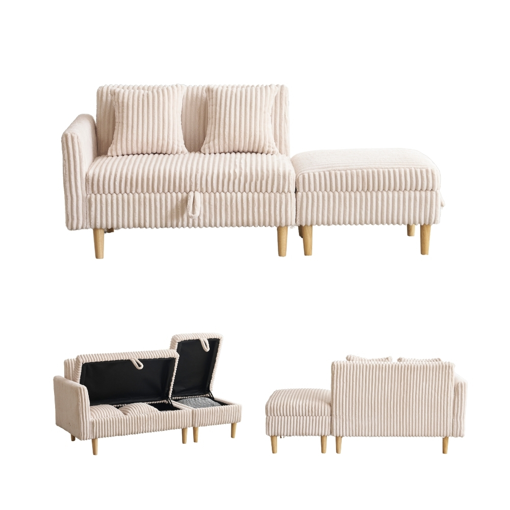 ベージュ コーナーソファ 収納付き ソファ 収納付き 2人掛け 3人掛け ソファーベッド ローソファ 幅146cm