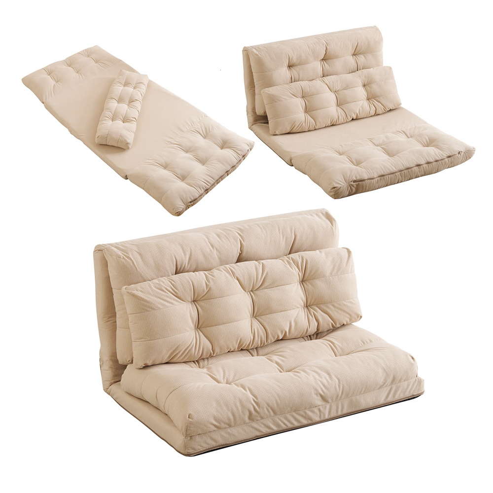 ソファベッド 2人掛け ローソファ 組立不要 クッション付 BEIGE BTM 【300円クーポン利用！】【レビュー特典付き】ソファベッド ロー