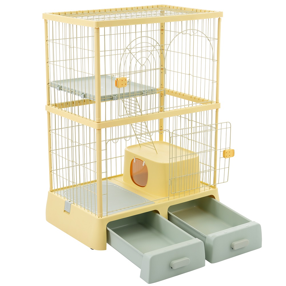 新品　キャットケージ　2段　トイレ付き　猫用品　ブラウン 新品 キャットケージ 2段 トイレ付き 猫用品 ブラウン ケージ